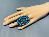 Important Vintage Native American Zuni Turquoise Cluster Sterling Silver Ring-Nativo Arts
