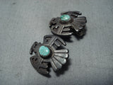 Expressive Vintage Native American Navajo Royston Turquoise Sterling Silver Clip Earrings-Nativo Arts