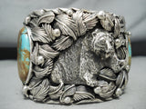 Huge Grizzly Native American Royston Turquoise Sterling Silver Bracelet-Nativo Arts