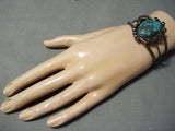 Important Vintage Native American Navajo Morenci Turquoise Sterling Silver Bracelet Old-Nativo Arts