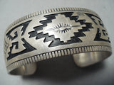 Intricate Vintage Native American Navajo Sterling Silver Rug Design Bracelet-Nativo Arts