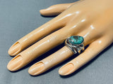 Unique Advanced Silver Work Native American Navajo Pilot Mountain Turquoise Sterling Silver Ring-Nativo Arts
