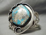 One Of The Best Vintage Native American Navajo Morenci Turquoise Sterling Silver Bracelet Old-Nativo Arts