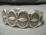 Amazing Vintage Native American Navajo Nez Sunbursting Sterling Silver Bracelet Cuff-Nativo Arts