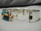 Exceptional Zuni/ Native American Navajo Turquoise Coral Sterling Silver Bracelet-Nativo Arts