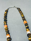 Authentic Singer Rare Native American Navajo Tigers Eye Sterling Silver Necklace-Nativo Arts