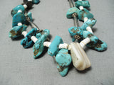 Special Vintage Native American Navajo Royston & Kingman Turquoise Sterling Silver Necklace Old-Nativo Arts