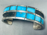 Native American 6-1/2 Wrist Vintage Navajo Turquoise Inlay Sterling Silver Bracelet Cuff Old-Nativo Arts