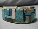 Museum Quality Vintage Native American Navajo #8 Turquoise Sterling Silver Bracelet Old Cuff-Nativo Arts