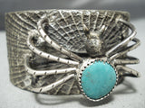 Extreme Detail Spider Vintage Native American Navajo Turquoise Sterling Silver Bracelet-Nativo Arts