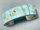 One Of The Best Vintage Native American Navajo #8 Turquoise Inlay Sterling Silver Bracelet-Nativo Arts