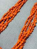 Very Rare Chunky Coral Native American Navajo Sterling Silver Necklace-Nativo Arts