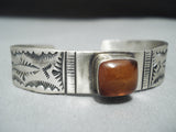 Tremendous Vintage Native American Navajo Amber Sterling Silver Bracelet-Nativo Arts