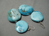 Incredible Vintage Native American Navajo Carico Lake Turquoise Sterling Silver Earrings-Nativo Arts
