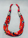 Authentic Singer Coral Native American Navajo Sterling Silver Turquoise Necklace-Nativo Arts