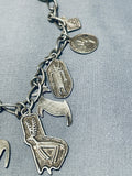Detailed Important Vintage Native American Navajo Charm Sterling Silver Bracelet-Nativo Arts