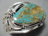One Of The Best Native American Navajo Royston Turquoise Sterling Silver Leaf Bracelet-Nativo Arts