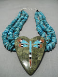 Native American Important Santo Domingo Rosetta Turquoise Inlay Sterling Silver Necklace-Nativo Arts