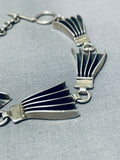 Fascinating Native American Navajo Signed Sterling Silver Linked Fans Bracelet-Nativo Arts