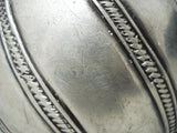 Wide Hand Tooled Vintage Native American Navajo Sterling Silver Bracelet Old-Nativo Arts