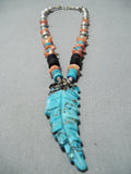 One Of The Best Choker Vintage Native American Navajo Turquoise Coral Sterling Silver Necklace-Nativo Arts