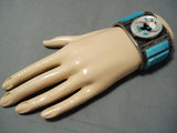 Native American One Of Biggest Best Vintage Navajo Kachina Turquoise Sterling Silver Bracelet-Nativo Arts