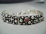 Remarkable Navajo Coral Sterling Silver Bracelet Native American-Nativo Arts