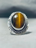 Beautiful Bett Smith Native American Navajo Tiger Eye Sterling Silver Ring-Nativo Arts