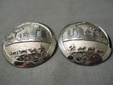 Fantastic Navajo Sterling Silver Storyteller Earrings Native American-Nativo Arts