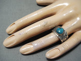 Astonishing Native American Navajo Blue Diamond Turquoise Sterling Silver Ring-Nativo Arts
