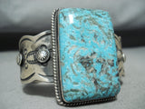 Chimney Butte Amazing Native American Navajo Pilot Mountain Turquoise Sterling Silver Bracelet-Nativo Arts