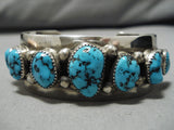 Intense Spiderweb Turquoise Graduating Vintage Native American Navajo Sterling Silver Bracelet-Nativo Arts