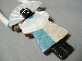 Native American Superior Vintage Santo Domingo Hand Carved Turquoise Sterling Silver Necklace-Nativo Arts