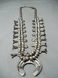 Detailed Vintage Native American Navajo Kokopelli Sterling Silver Squash Blossom Necklace Set-Nativo Arts