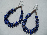 Fantastic Navajo Native American Lapis Sterling Silver Earrings-Nativo Arts