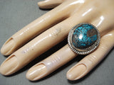 Rare Turquoise Vintage Native American Navajo Spiderweb Turquoise Sterling Silver Ring Old-Nativo Arts