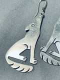 Fabulous Vintage Navajo/ Mexican Sterling Silver Coyote Earrings-Nativo Arts