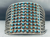 Towering 10-story Vintage Native American Zuni Turquoise Sterling Silver Snake Eyes Bracelet-Nativo Arts