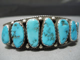 Important Vintage Native American Navajo Kee Joe Benally (d.) Sterling Silver Turquoise Bracelet-Nativo Arts