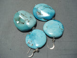 Unforgettable Vintage Native American Navajo Kingman Turquoise Sterling Silver Earrings Old-Nativo Arts