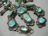 Early Best Vintage Native American Navajo Turquoise Sterling Silver Squash Blossom Necklace Old-Nativo Arts