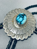 Godber Turquoise Vintage Native American Navajo Sterling Silver Bolo Tie-Nativo Arts