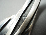 Intricate Vintage Native American Navajo Sterling Silver Geomtric Bracelet Cuff-Nativo Arts