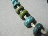 Rare Turquoise! Vintage Navajo Heishi Sterling Silver Native American Necklace-Nativo Arts