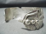 Noteworthy Navajo Sterling Silver Feather Bracelet Native American-Nativo Arts