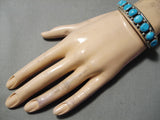 Stunning Vintage Native American Navajo Turquoise Sterling Silver Bracelet Old-Nativo Arts