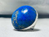 Fascinating Mega Native American Navajo Lapis Sterling Silver Ring-Nativo Arts