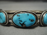 Stunning Vintage Native American Navajo Old Kingman Turquoise Sterling Silver Bracelet Old-Nativo Arts