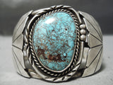 Important Vintage Native American Navajo Lone Mountain Turquoise Sterling Silver Bracelet Old-Nativo Arts