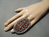 Colossal Navajo Coral Sterling Silver Ring Native American-Nativo Arts